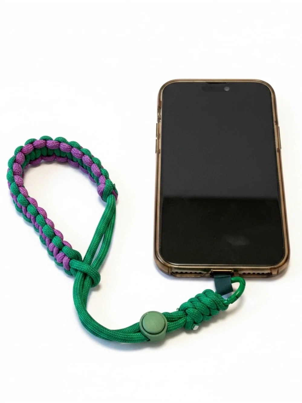 Paracord Phone Wrist Strap Bracelet | Purple & Green Adjustable Lanyard, NWOT